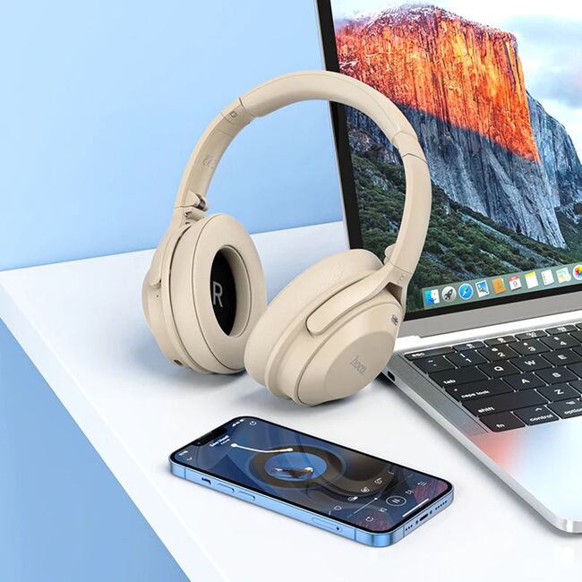 Casti on-ear Bluetooth ANC Hoco W37, multipoint, negru
