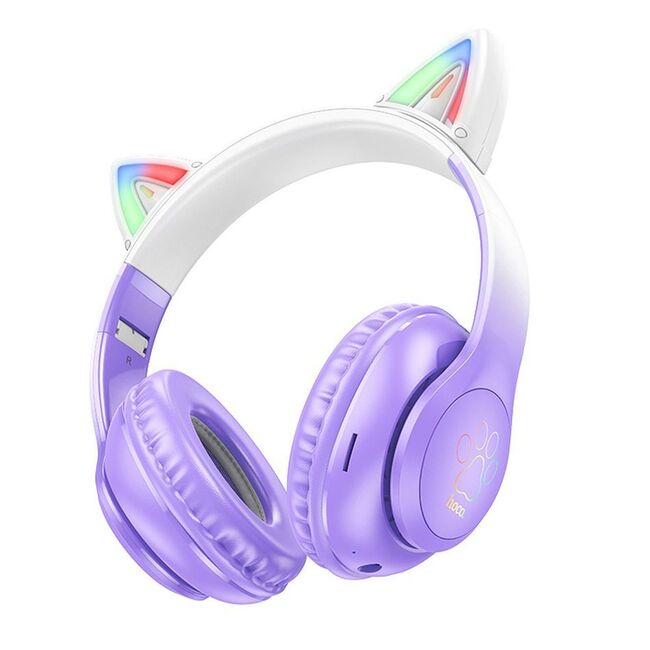 Casti cu urechi pisica Bluetooth pentru copii Hoco W42, mov