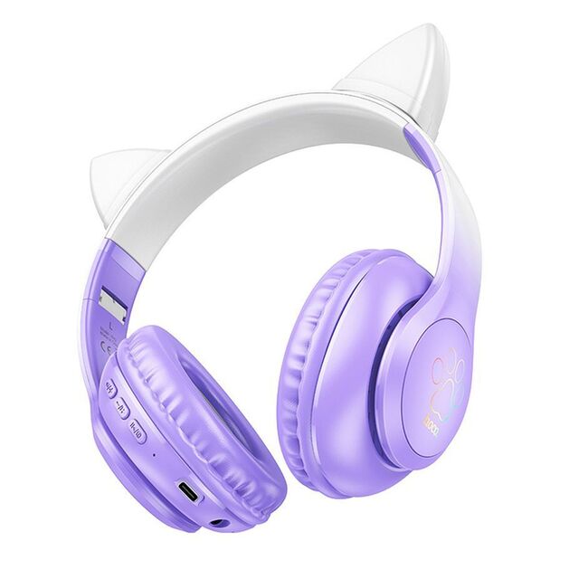 Casti cu urechi pisica Bluetooth pentru copii Hoco W42, mov