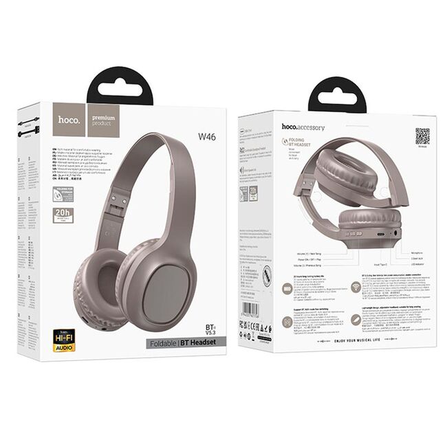 Casti Bluetooth wireless over-ear cu microfon Hoco W46, negru