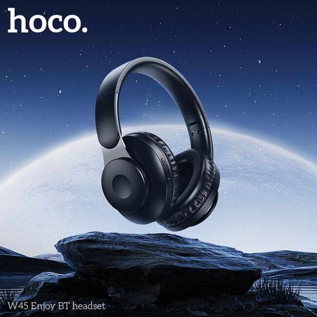Casti Bluetooth wireless over-ear cu microfon Hoco W45, negru
