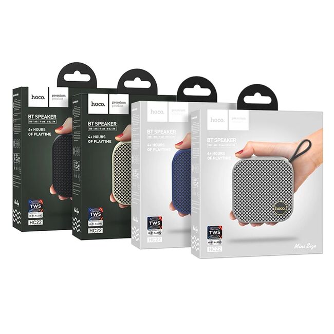 Mini boxa wireless Bluetooth, TWS, Hi-Fi Hoco HC22, gri