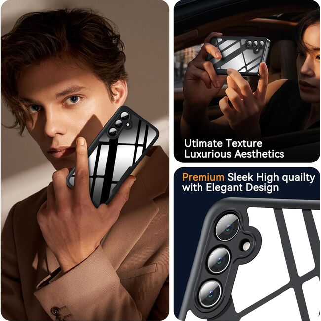 Pachet 360: Husa cu folie integrata pentru Samsung Galaxy A35 5G Cover360 fata spate - negru