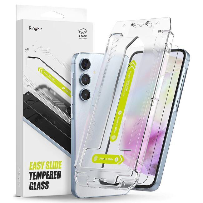 [Pachet 2x] Folie sticla Samsung Galaxy A35 5G Ringke Easy Slide Tempered Glass, transparenta