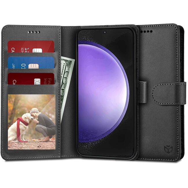 Husa pentru Oneplus 12R tip carte 360 Kickstand cu sloturi pentru card, negru