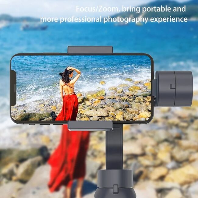 Stabilizator imagine pentru telefon cu trepied, Gimbal cu 3 axe, Inception Mode, Face Tracking, Remote Control, Zoom, 4000 mAh, negru