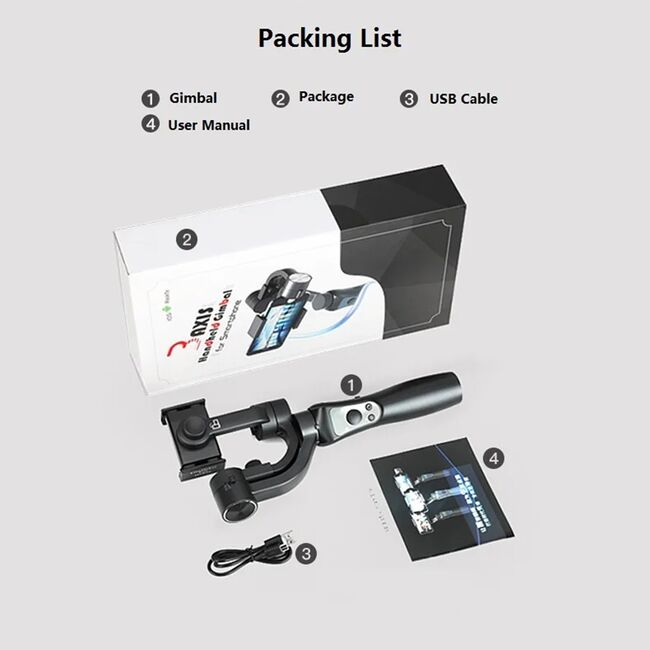 Gimbal telefon 360° Face Tracking Techsuit S5, negru