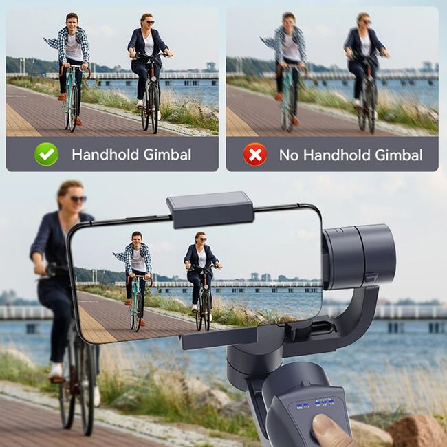Gimbal telefon 360° Face Tracking Techsuit S5, negru