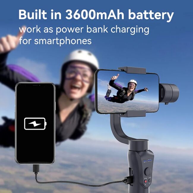 Gimbal telefon 360° Face Tracking Techsuit S5, negru