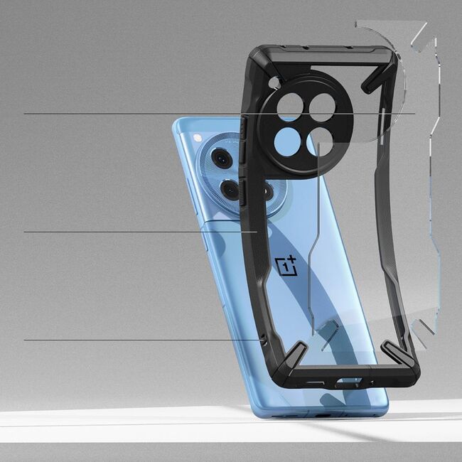 Husa OnePlus 12R Ringke Fusion X, transparent / negru