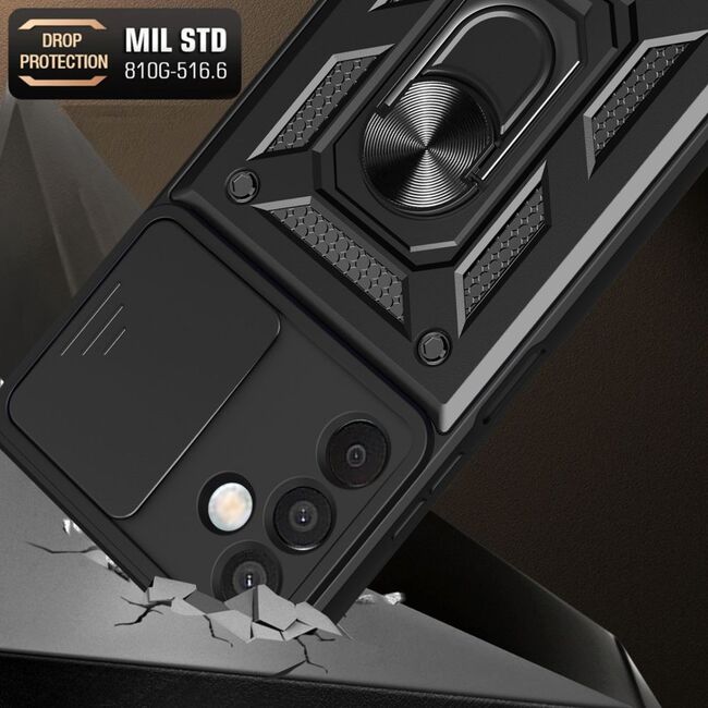 Husa pentru Samsung Galaxy M15 cu inel Ring Armor Kickstand Tough, protectie camera (negru)