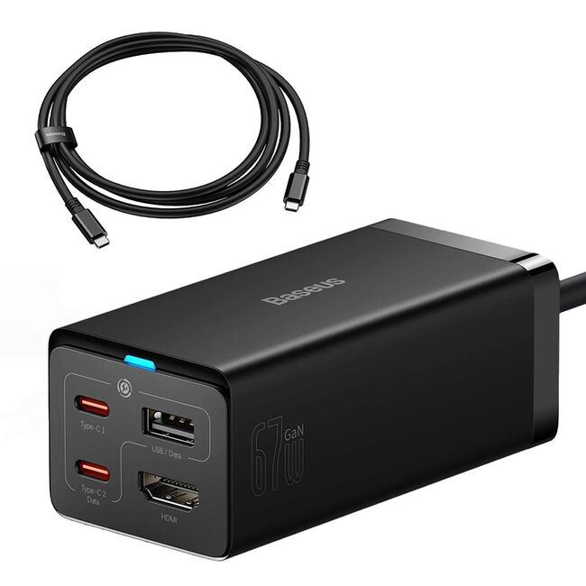 Statie de incarcare Charging Station GaN5 Pro (CCGP110201) - HDMI 4K, 2xType-C, USB, 67W, 1.5m, Cablu Type-C, 100W, 40Gbps, 1m, negru, CCGP110201