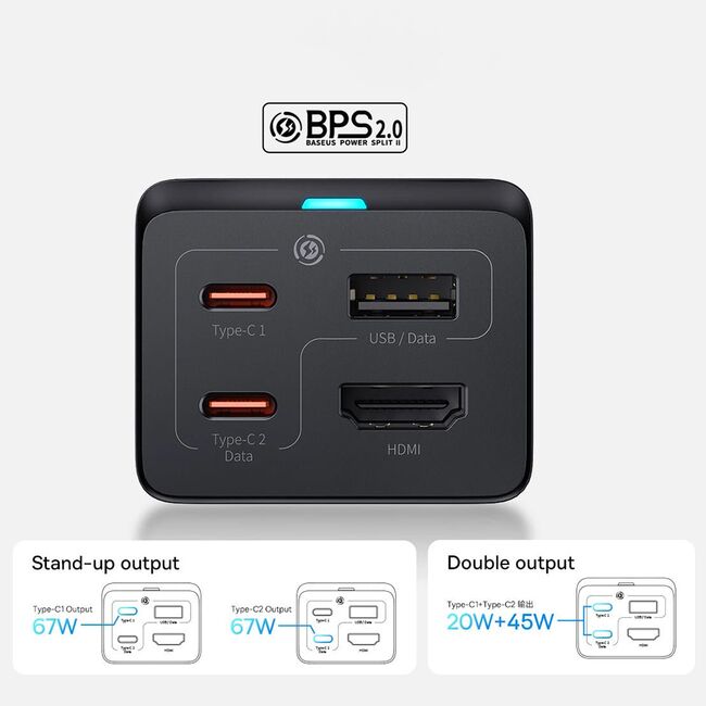 Statie de incarcare Charging Station GaN5 Pro (CCGP110201) - HDMI 4K, 2xType-C, USB, 67W, 1.5m, Cablu Type-C, 100W, 40Gbps, 1m, negru, CCGP110201