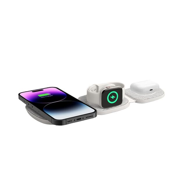 Statie de incarcare Wireless 3 in 1, Pliabil, Magnetic MagSafe, 15W, Cablu USB-C 1.2m inclus, space grey