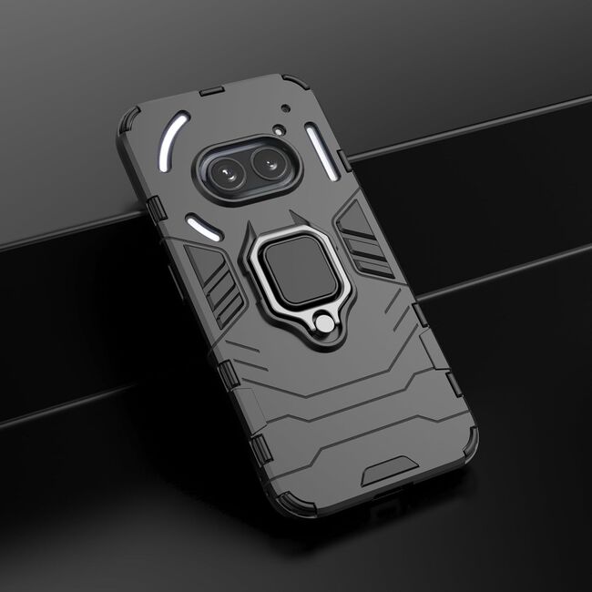 Husa pentru Nothing Phone 2a cu inel Armor Kickstand Tough Rugged Cover, negru