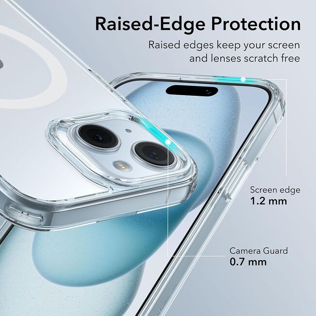 Husa iPhone 15 ESR Classic Hybrid HaloLock, clear / bleu