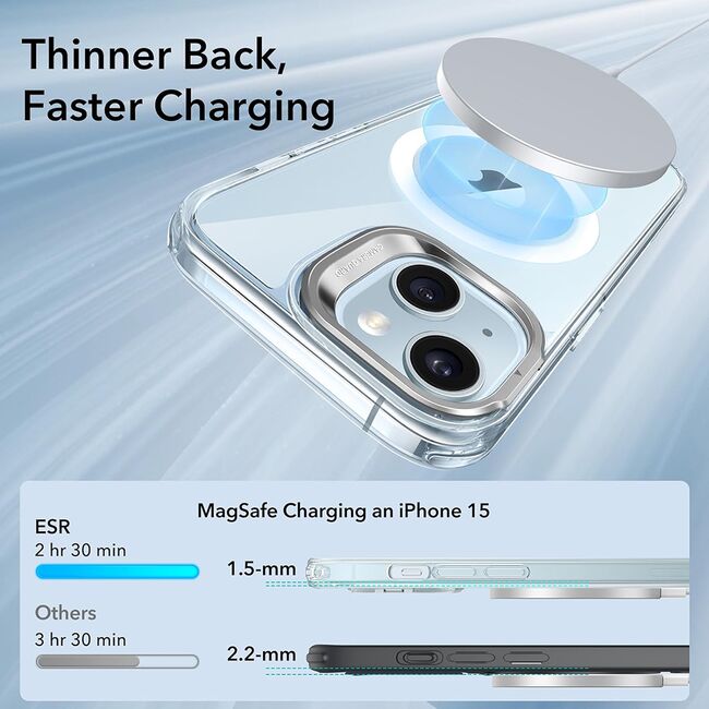 Husa pentru  iPhone 15 Plus - ESR Classic Hybrid HaloLock cu Magsafe si Kickstand - albastru