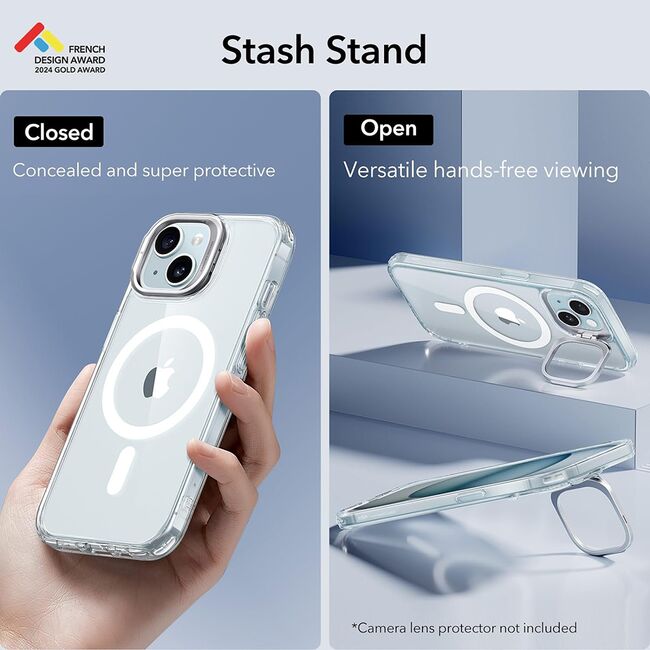 Husa pentru  iPhone 15 Plus - ESR Classic Hybrid HaloLock cu Magsafe si Kickstand - albastru