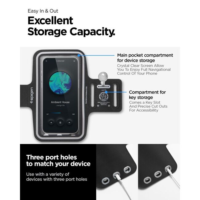 Husa telefon alergare brat Spigen A703, 6.9", negru