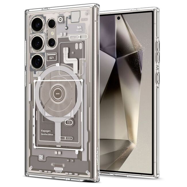 Husa premium pentru  Samsung Galaxy S24 Ultra Spigen Ultra Hybrid Zero One OneTap MagSafe Ring - Natural Titanium
