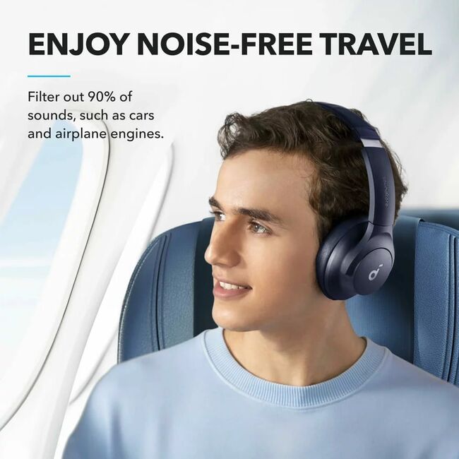 Casti Wireless Over-Ear Anker Soundcore Life Q20i, Hybrid Active Noise Cancelling, Big Bass, Transparency Mode, Albastru