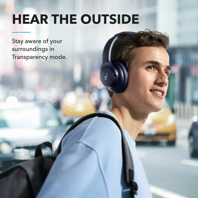 Casti Wireless Over-Ear Anker Soundcore Life Q20i, Hybrid Active Noise Cancelling, Big Bass, Transparency Mode, Albastru