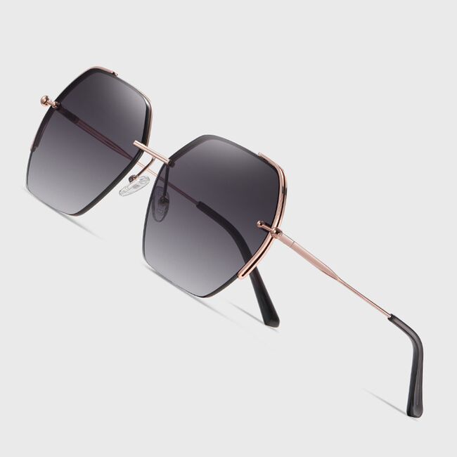 Ochelari hexagonali mari pentru femei Techsuit, negru, 8561