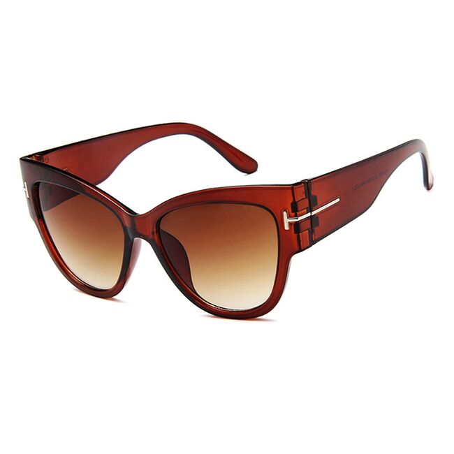 Ochelari de soare cat eye mari dama Techsuit, castaniu, 9778