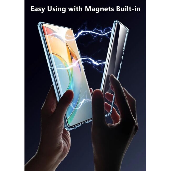 Husa 360 Magnetic Glass pentru Honor Magic 6 Lite (sticla fata + spate), negru