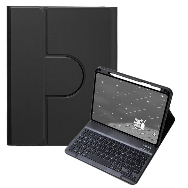 Husa cu tastatura iluminata wireless pentru  iPad 11 2025, iPad 10 2022, rotativa 360, negru