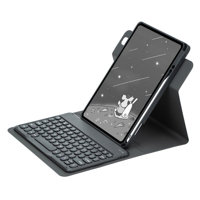 Husa cu tastatura iluminata wireless pentru  iPad 11 2025, iPad 10 2022, rotativa 360, negru