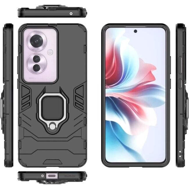 Husa pentru Oppo Reno 11F cu inel Armor Kickstand Tough Rugged Cover negru