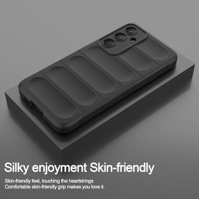 Husa pentru Samsung Galaxy A55 5G Liquid Silicone, Microfibre Lining, Non-Slip Airbag Design, negru