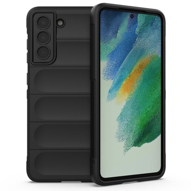 Husa pentru  Samsung Galaxy S21 FE Liquid Silicone, Microfibre Lining, Non-Slip Airbag Design, negru
