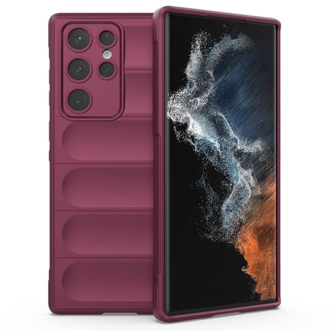 Husa pentru  Samsung Galaxy S22 Ultra 5G Liquid Silicone, Microfibre Lining, Non-Slip Airbag Design, bordeaux