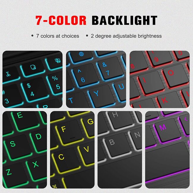 Husa cu tastatura iluminata pentru Samsung Galaxy Tab A9+ Plus 11 inch rotativa 360, negru