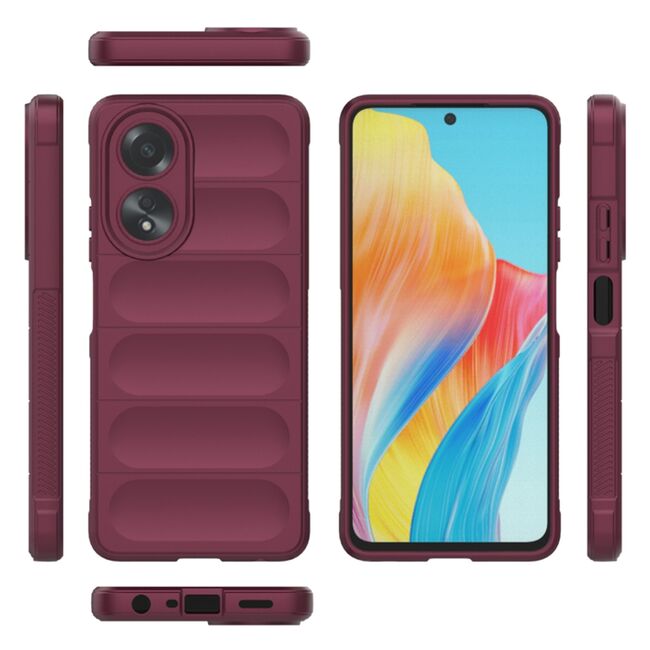 Husa pentru Husa Oppo A58 4G Liquid Silicone, Microfibre Lining, Non-Slip Airbag Design, bordeaux