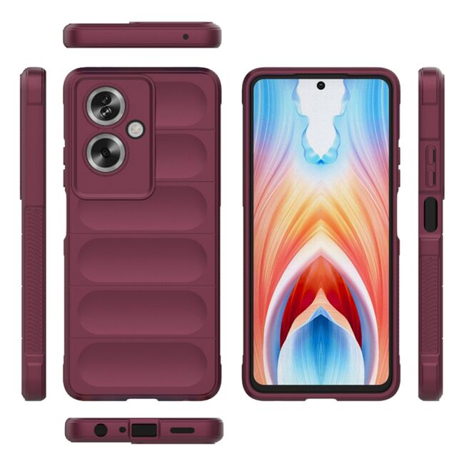 Husa pentru  Oppo A79 5G Liquid Silicone, Microfibre Lining, Non-Slip Airbag Design, burgundy