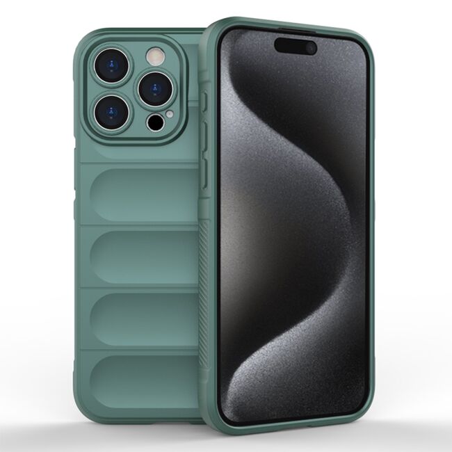 Husa pentru  iPhone 15 Pro Liquid Silicone, Microfibre Lining, Non-Slip Airbag Design, verde