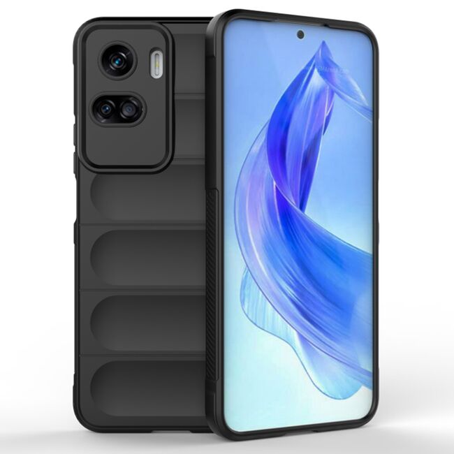 Husa pentru  Honor 90 lite Liquid Silicone, Microfibre Lining, Non-Slip Airbag Design, negru