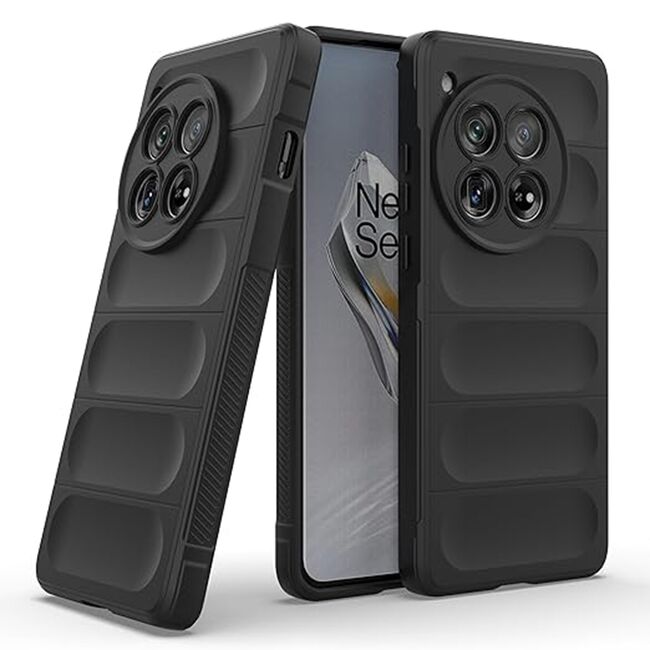 Husa pentru  OnePlus 12 Liquid Silicone, Microfibre Lining, Non-Slip Airbag Design, negru