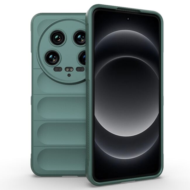 Husa pentru  Xiaomi 14 Ultra Liquid Silicone, Microfibre Lining, Non-Slip Airbag Design, verde