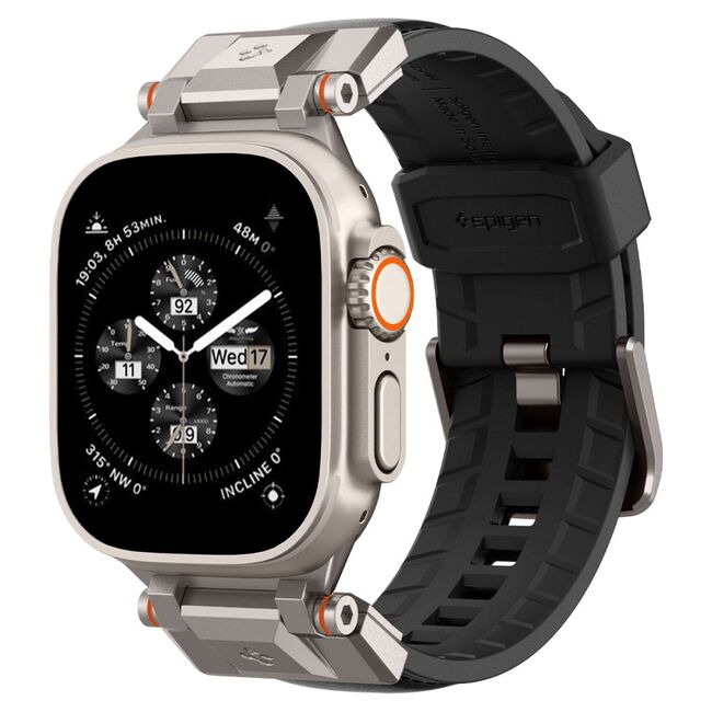 Curea Apple Watch 1/2/3/4/5/6/7/8/9/se/se 2/ultra/ultra 2 (42/44/45/49mm) Spigen DuraPro Armor PU, negru