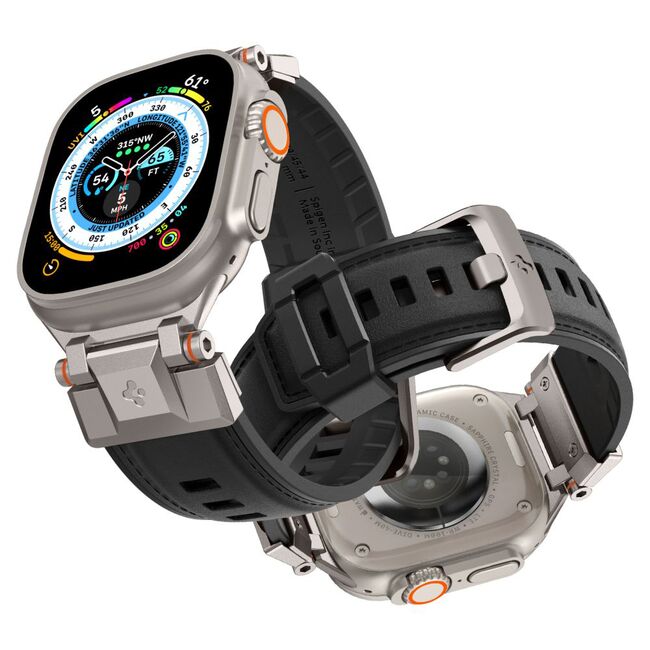 Curea Apple Watch 1/2/3/4/5/6/7/8/9/se/se 2/ultra/ultra 2 (42/44/45/49mm) Spigen DuraPro Armor PU, negru