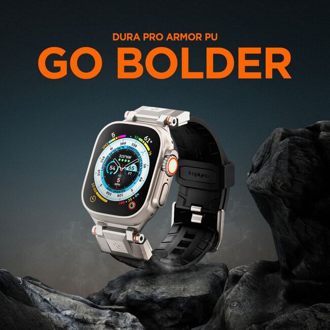Curea Apple Watch 1/2/3/4/5/6/7/8/9/se/se 2/ultra/ultra 2 (42/44/45/49mm) Spigen DuraPro Armor PU, negru