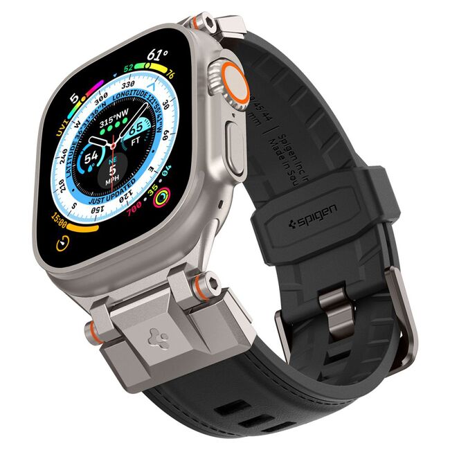 Curea Apple Watch 1/2/3/4/5/6/7/8/9/se/se 2/ultra/ultra 2 (42/44/45/49mm) Spigen DuraPro Armor PU, negru