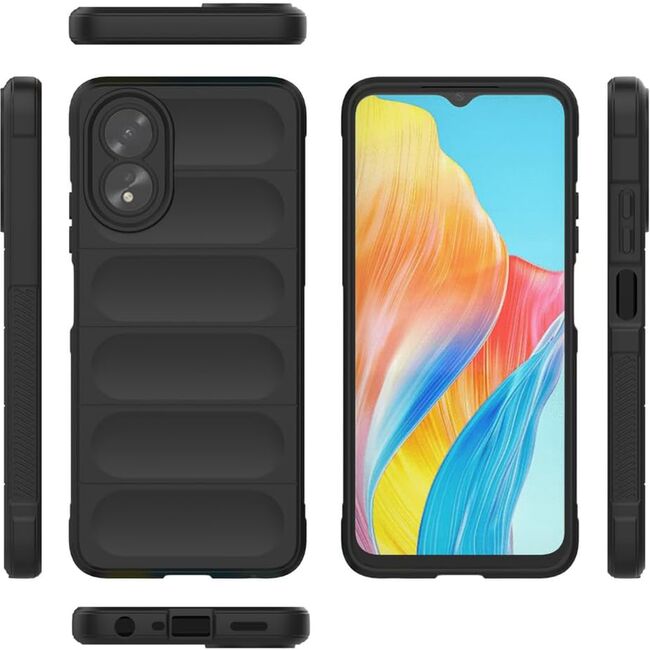 Husa pentru  Oppo A18, A38 Liquid Silicone, Microfibre Lining, Non-Slip Airbag Design, negru