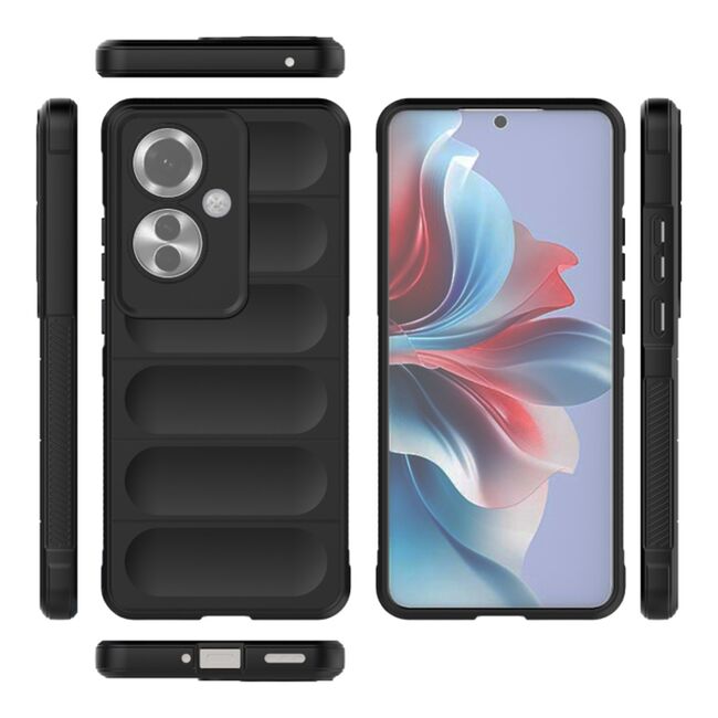 Husa pentru Oppo Reno 11F Liquid Silicone, Microfibre Lining, Non-Slip Airbag Design, negru