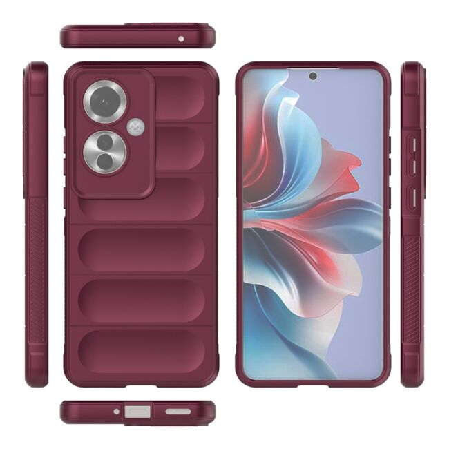 Husa pentru Oppo Reno 11F Liquid Silicone, Microfibre Lining, Non-Slip Airbag Design, bordeaux