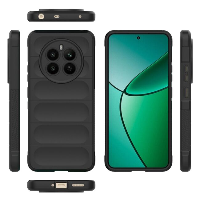 Husa pentru Husa Realme 12+ Plus Liquid Silicone, Microfibre Lining, Non-Slip Airbag Design, negru